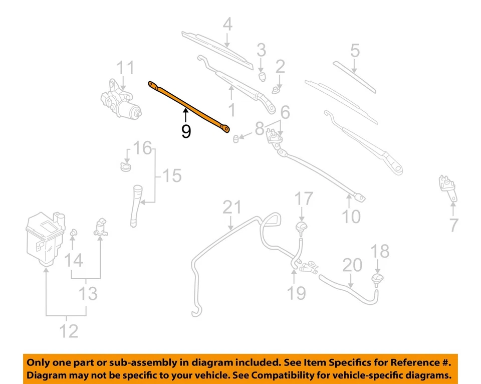 Used Windshield Wiper Linkage fits: 1998 Nissan Altima Grade A - Image 3 of 4
