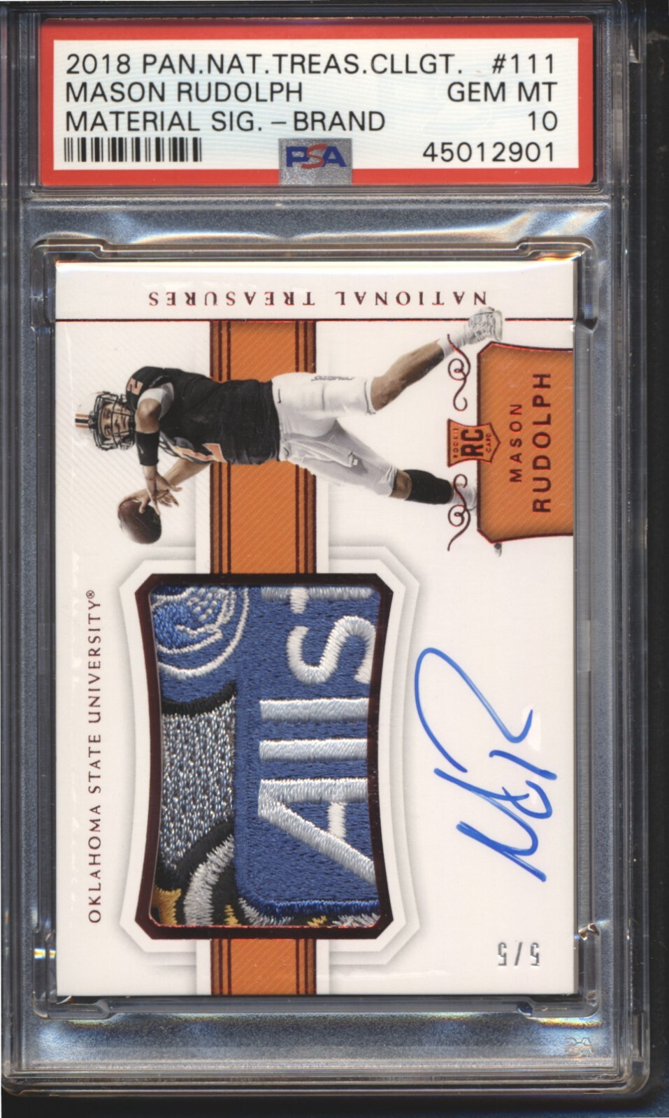 Mason Rudolph Panini National Treasures Collegiate #111 Material Signature-Brand