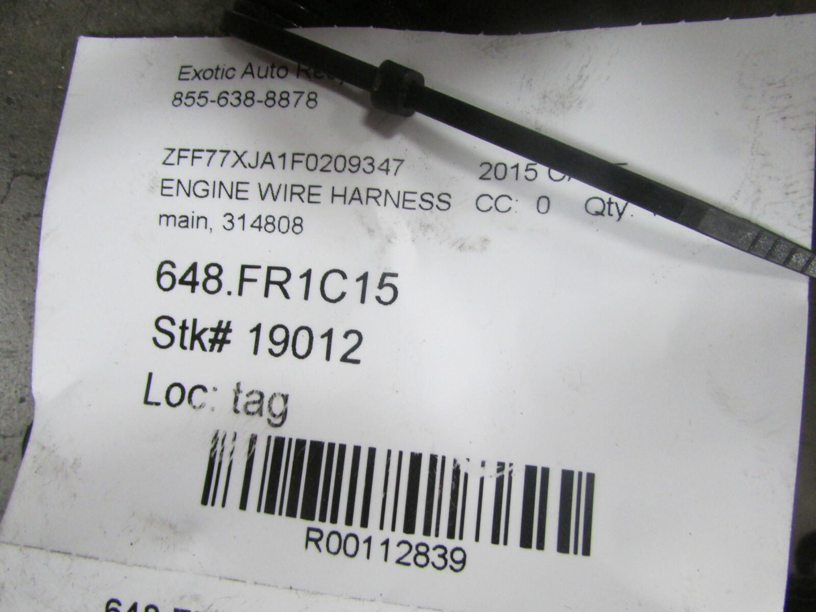Ferrari California T, Main Engine Wire Harness, Used, P/N 314808