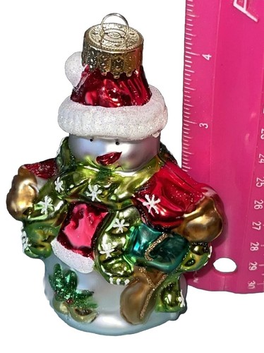 4 Inch Handblown Glass Snowman Christmas Ornament Fun - Picture 2 of 6