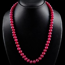 348.00 CTS EARTH MINED RED RUBY SINGLE STRAND ROUND SHAPE BEADS NECKLACE RS