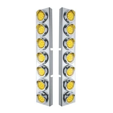 Kenworth Air Cleaner Bracket w/ 9 LED 2" Lights & Visors - Amber LED/Amber Lens