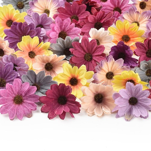 50PCS Artificial Daisy Flower Heads 7cm Fake Daisy Flowers Head Silk