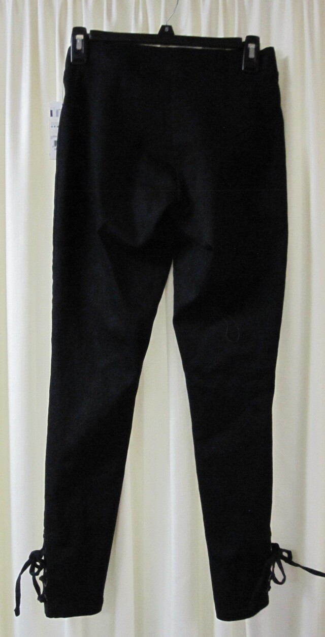 Utopia by HUE Side Laced Twill Skimmer Leggings  Black SIZE S UT19273H