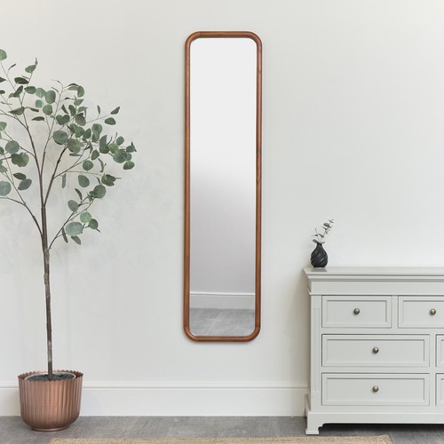 Tall Wooden Curved Framed Wall Mirror retro mid century modern decor - Picture 2 of 5
