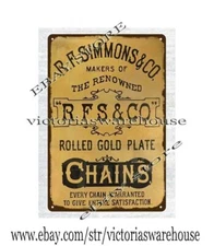 RF Simmons Pocket Watch Chain metal tin sign word plaques walls