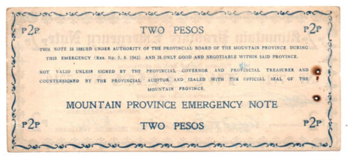 1942 Philippines Mountain Province 2P WW2 Emergency S596b Hand Signed Only 10k - Picture 2 of 4