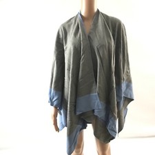 Soft Surroundings Reversible Carolina Ruana Kimono Poncho OS Sweater Wrap Gray