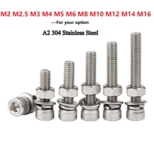 M5 Socket Cap Head Screw + Nut + Flat & Spring Washer Kit A2 Stainless Steel