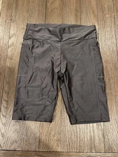 Mens Bodybuilding Jock Shiny Spandex Compression Tights Shorts Gray Large