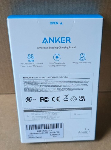 Anker Powerline III USB C 6ft/1.8m Charging Cable | 100W | Fast Charge - White - Picture 2 of 3