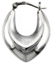 925 Sterling Silver High Polished Puffed "V" Shape Hoop Earrings