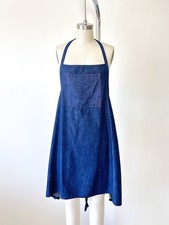 Vintage 1970s Dark Denim Apron Utility Chefs Wear