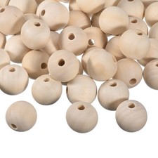 30Pcs 25mm Natural Wood Spacer Bead 5mm Hole Unfinished Round Wooden Beads