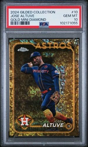 2024 TOPPS CHROME GILDED JOSE ALTUVE GOLD MINI DIAMOND /50 # 10 PSA 10 *POP 5*