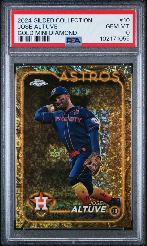 2024 TOPPS CHROME GILDED JOSE ALTUVE GOLD MINI DIAMOND /50 # 10 PSA 10 *POP 5*