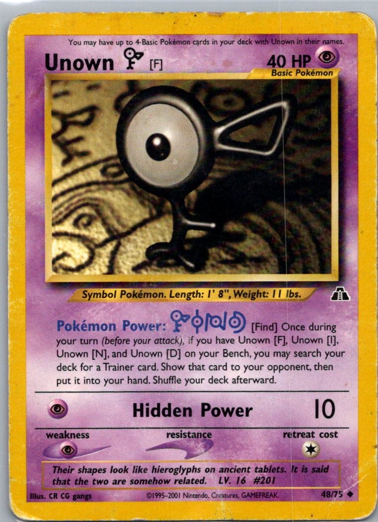 Pokemon TCG Unown F 48/75 Neo Discovery D