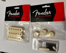 Fender Strat Aged White Pickup Covers And Knob Set. Made In USA.