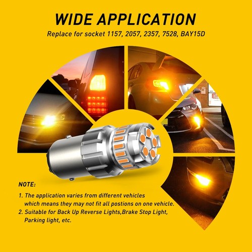 AUXITO Amber Yellow LED Front Turn Signal DRL Parking Light Bulb 1157 7528 2PCS - Picture 2 of 10
