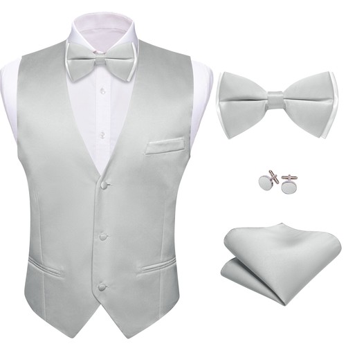 Men's Tuxedo Vest & Bowtie/Necktie Set, Classic Formal Waistcoat Paisley Floral - Picture 34 of 224