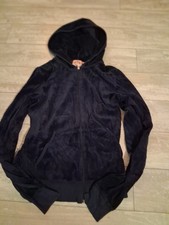 Girl's Youth Juicy Couture Velour Dark Blue Zip Up Hooded Jacket size Medium