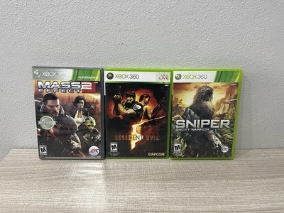 Xbox 360 Action Game Lot: Mass Effect 2 Resident Evil 5 Sniper Ghost Warrior