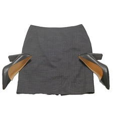 Ann Taylor Women  s Petite Gray Pencil Skirt Size 8P Lined Career Office