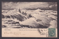 Postcard, CANADA, Montreal, Big John and Party Shooting Lachine Rapids, Boat