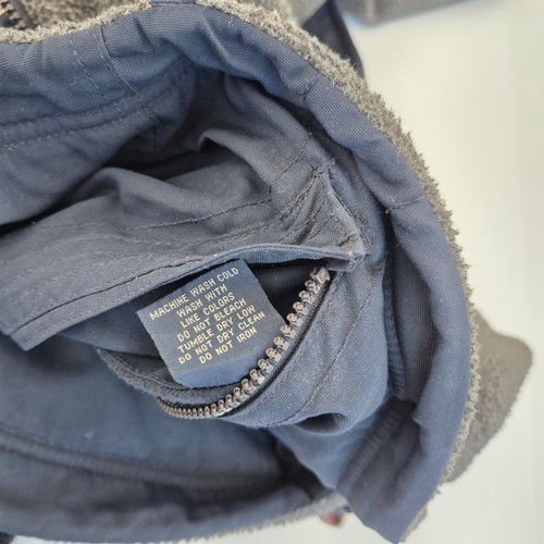 ABERCROMBIE & FITCH Jacket Large Grey Blue Mens Coat Full Zip Logo Reversible - Picture 10 of 11