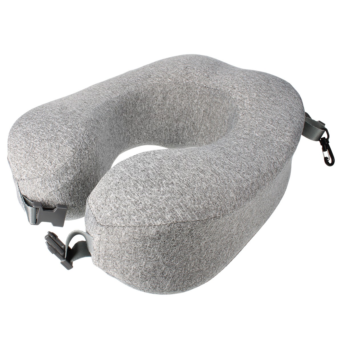 Coussin de voyage memoire de forme VP Sante gris oreiller de voyage enroulable en mousse