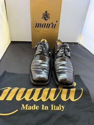 Vintage Mauri Classic Exotic Alligator Dress Shoes Mens 13M Black Square Toe