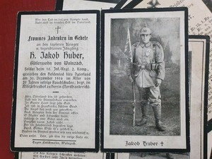 original german ww1 Wk1 Death Card Jacob Humber 10ir 30dec 1916 Herrin France
