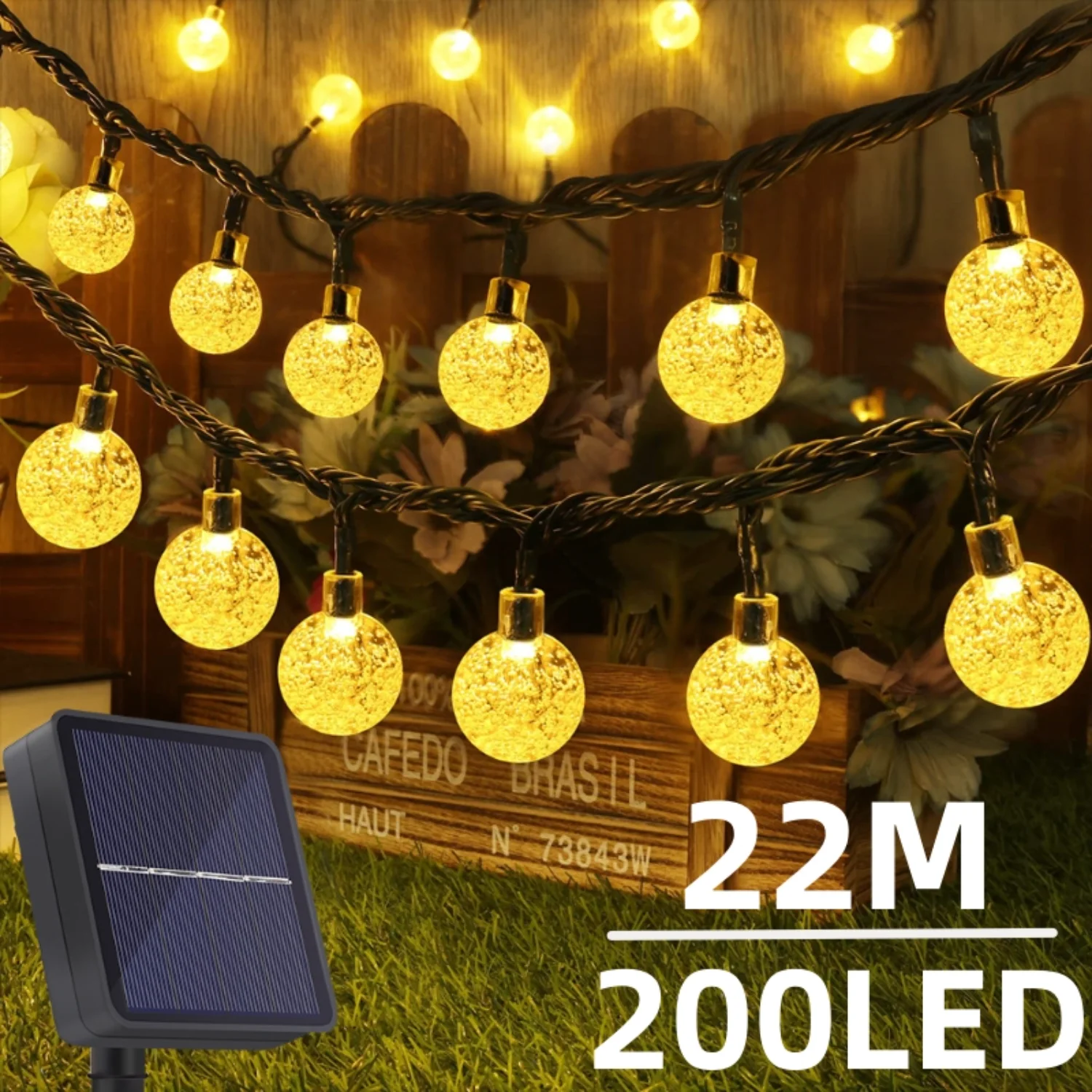 Solar String Lights Outdoor 20 Led Crystal Globe Lights Waterproof ...