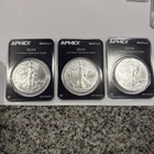 (3) 2024 American Silver Eagles BU 1 Oz .999 Silver In individual Pkg 030605