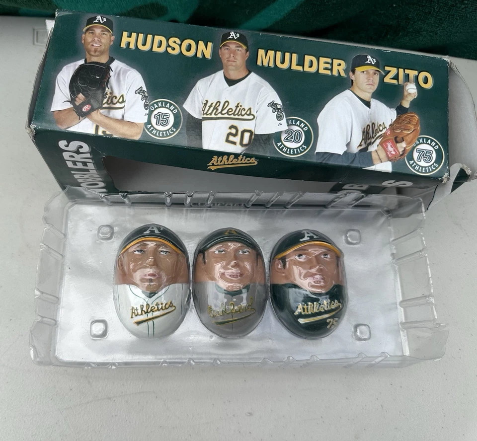 Oakland Athletics Tim Hudson Mark Mulder Barry Zito Wobblers Figures SGA Comcast - Image 2 of 4