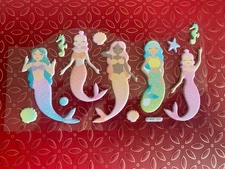 American Greetings Puffy Mermaid Summertime Stickers Cut Up