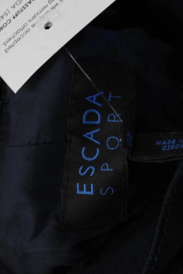 Chaqueta Escada Sport Mujer Gamuza Hebilla Cuello Simulado Cremallera Completa Azul Marino Talla 40 Foto 4 de 4