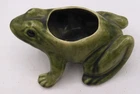 McCoy Frog Planter Vintage Brush – 1930s Green Glaze Pottery Ceramic Made USA