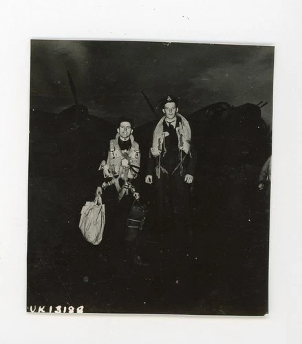 RCAF Military vintage snapshot photo ww2 World War Two Flight gear -  writing