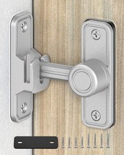 Heavy-Duty Barn Door Lock Sliding Door Lock, 90/180 Flip Privacy Latch -