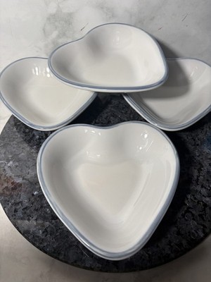 4 Pfaltzgraff By Request 2004 Blue Heart Shaped Fruit  Pudding Dessert Bowls