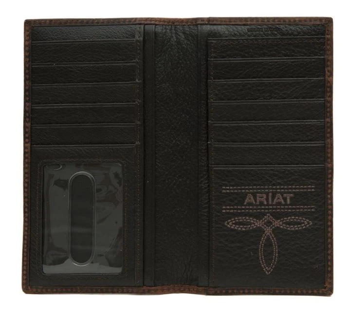 Cartera/cubierta de chequera Ariat Performance de cuero de trabajo de rodeo (marrón ruidoso oscuro) Foto 4 de 4