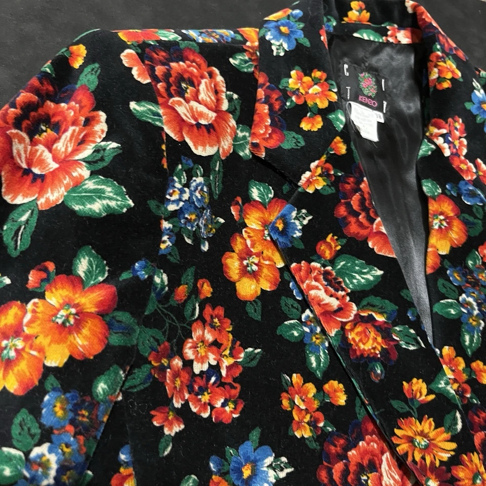 Kenzo Paris Vintage jacket Floral Velour Velvet Baroque Filigree Made in France - Image 3 of 4