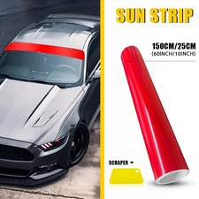 Universal Windshield Banner Gloss Red Vinyl Decal Sun Visor Strip 60"x10" PVC