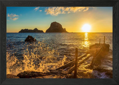 Es vedra sunset landscape Framed Wall Art Poster Canvas Print Picture
