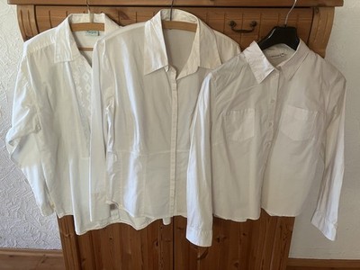 3 schöne Hemden Blusen weiß Langarm Damen Paket Shirts Größe 40 / L Boule Tanzia
