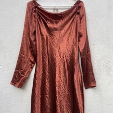 Urban Threads Satin Mermaid Dress Womens 14 Orange Full Length Vampire Witchy