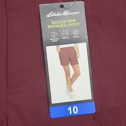 Eddie Bauer Womens Trendy Rolled Hem Bermuda Shorts with Pockets Size 10 Red - Picture 6 of 10