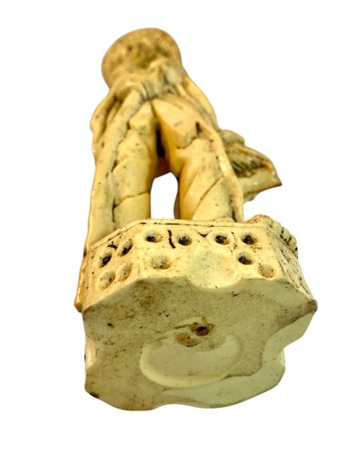 Oriental Asian Man Figurine w Bamboo Pole, Bird, Basket 11" Tall Resin Statue - Picture 7 of 7