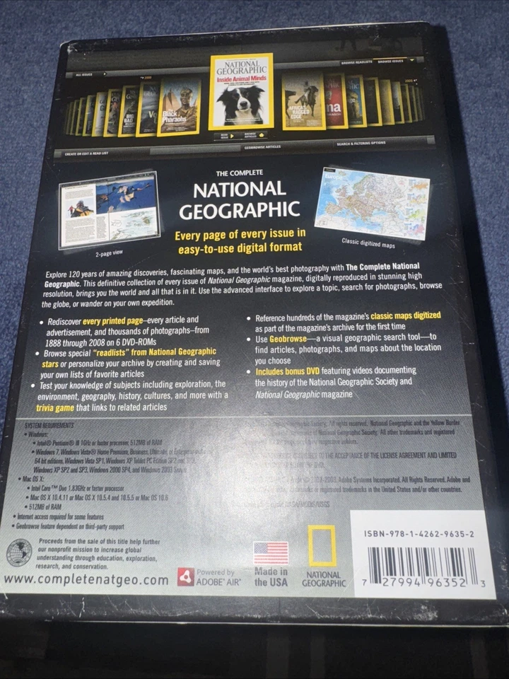 COMPLETE NATIONAL GEOGRAPHIC ISSUES 1888-2008 6 DVD-ROM MAC WINDOWS + Bonus DVD - Image 2 of 4